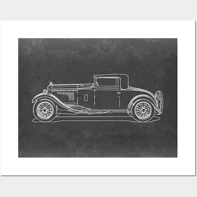 Retro Car Illustration Wall Art by DesignWood Atelier